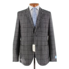 Belvest NWT Super 130's Wool Sport Coat Size 52R 42R US In Gray Plaid