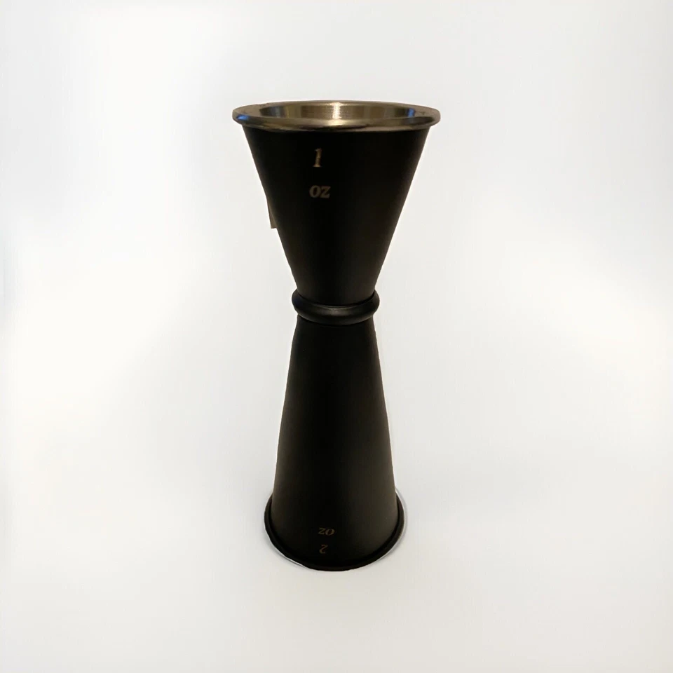 JIGGER negro de medición de acero inoxidable 1 oz. X 2 oz. Shot de bar de cócteles estilo japonés Foto 2 de 4