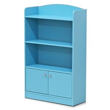 Furinno LOVA Book Shelf, Bookshelf with Storage Cabinet, Bookcase, Light Blue