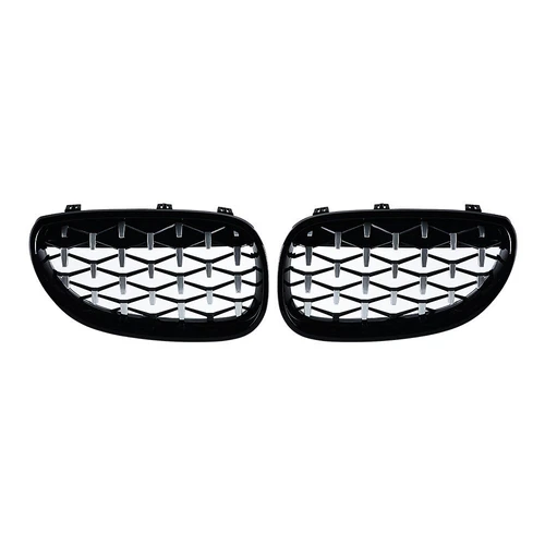 Replace Black/Chrome Front Diamond Kidney Grille ABS For 2003-2010 BMW E60 E61 - Bild 3 von 17
