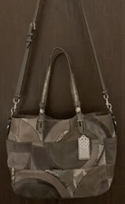 Rare Coach Ocelot Poppy East West Patchwork Sequin Leather Tote Crossbody