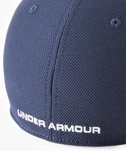 UNDER ARMOUR UA Blitzing 3 Stretch Fit Logo-Embroidered Cap Hat M/L Nvy/Gry NWT! - Afbeelding 10 van 19