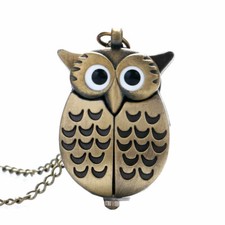 Vintage Quartz Pocket Watch Bronze Night Owl Shape Steampunk Casual Gifts Women