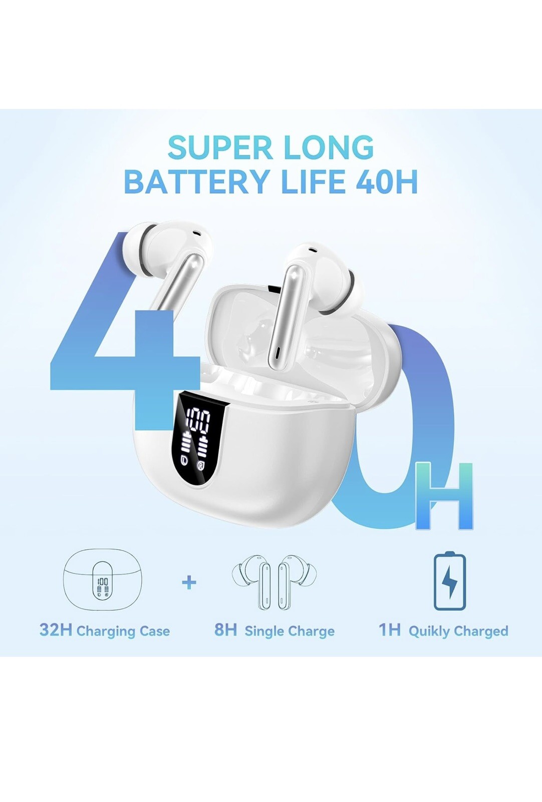 Wireless Bluetooth 5.3 Earbuds with 90H Playtime & Deep Bass Sound-image