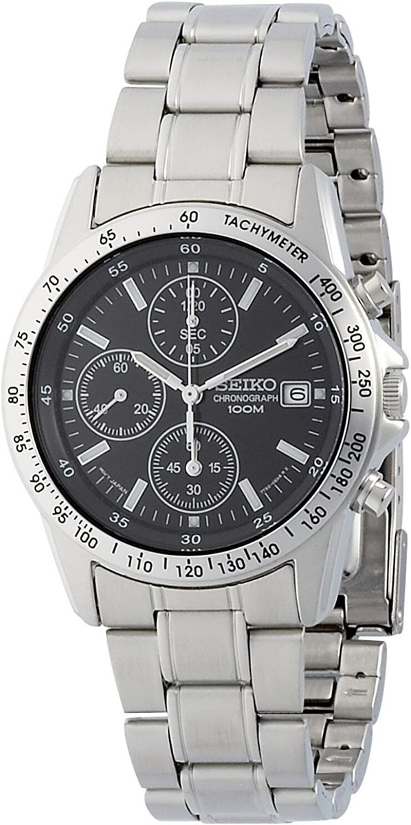 SEIKO Chronograph SND367PC Black Silver Men's Watch Japan | eBay