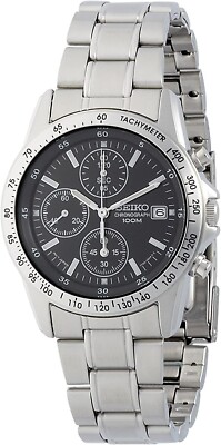 SEIKO Chronograph SND367PC Black Silver Men's Watch Japan | eBay