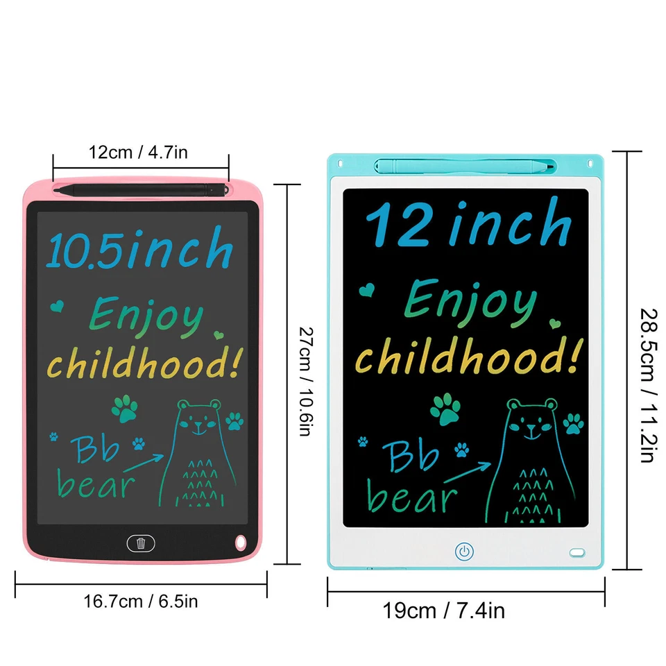 12" Tragbares LCD Schreibtablett Zeichenbrett Radierbar Notizblock Block für Kinder Geschenk - Bild 3 von 4