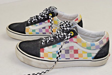Vintage Skateboard Shoes Vans Size 8.5 Men Y2K Rainbow Checkerboard Suede Tip