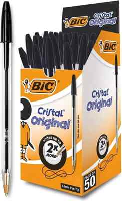 BIC Box mit 50 Cristal Original Kugelschreiber Mittlere Spitze 1,0 mm - Schwarz