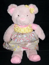 Cocalo Baby Maeberry Pink Teddy Bear Plush Tan Yellow Dress Bow Stuffed Animal 