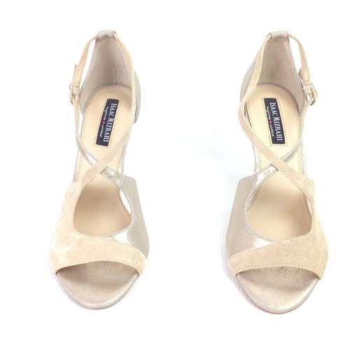 New Isaac Mizrah Lovely Gold Beige Shoes Size 8.5M Open Toe High Heel Stiletto - Picture 2 of 5