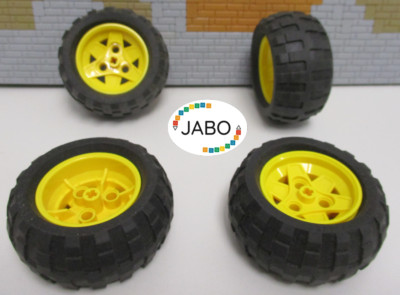 ( N5/14 ) 4 x Lego Technic Räder Reifen mit Felge 68.7x34R gelb