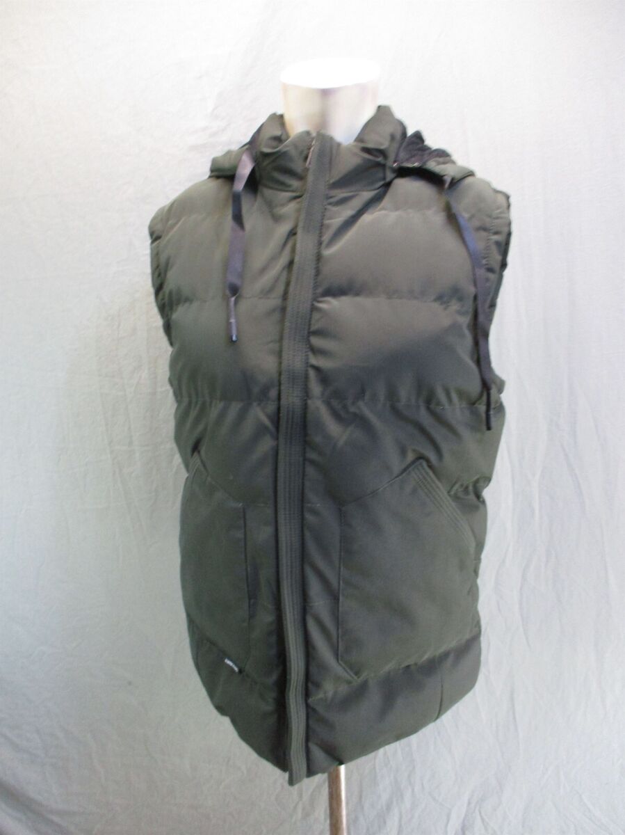 Jun&Long Size L Womens Green Zip Sleeveless Hooded Puff Vest Jun&Long Size L Womens Green Zip Sleeveless Hooded Puff Vest