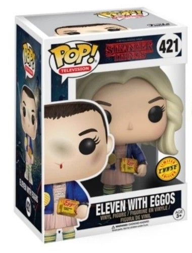 Funko Pop! Television #421 CHASE Stranger Things Eleven w/ Eggos & Wig protector