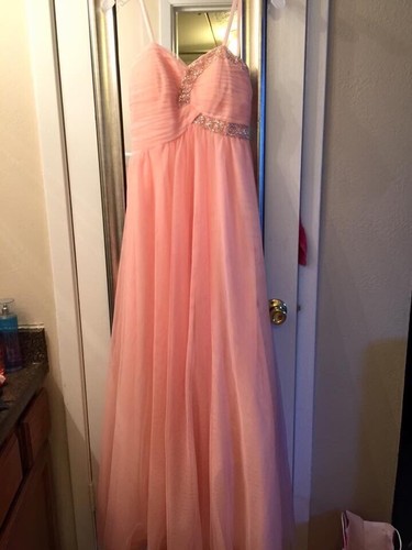 david's bridal peach dress