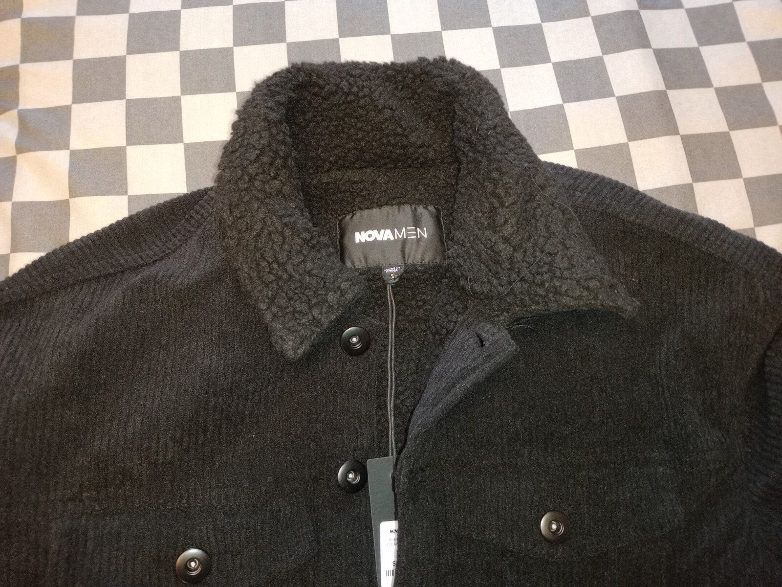 Men's Nova Jumbo Corduroy Trucker Jacket - Black, Small, Regular Fit