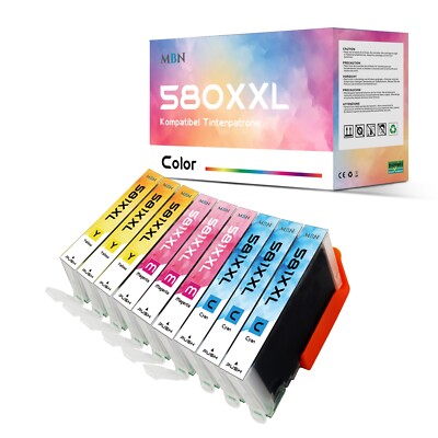9x Patronen Set für Canon CLI 581 XXL Blau Magenta Gelb TS8150 TS8151 TS8152 580