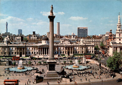 Trafalgar Square, Nelson's Column, landseer's lions, Sir Henry Havel Postcard