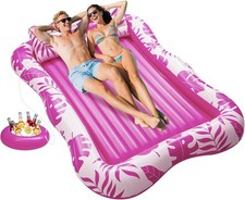 Inflatable Tanning Pool Lounger Float 80.7" X 59" Pool Floats Adult W/ Pillow