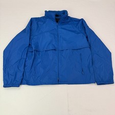 Vintage Eddie Bauer Mens Blue Hideaway Hood Nylon Windbreaker Jacket Size Large