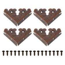 4Pcs Decorative Corner Protectors with Screws 1.38"x1.38"x1.89", Red Bronze