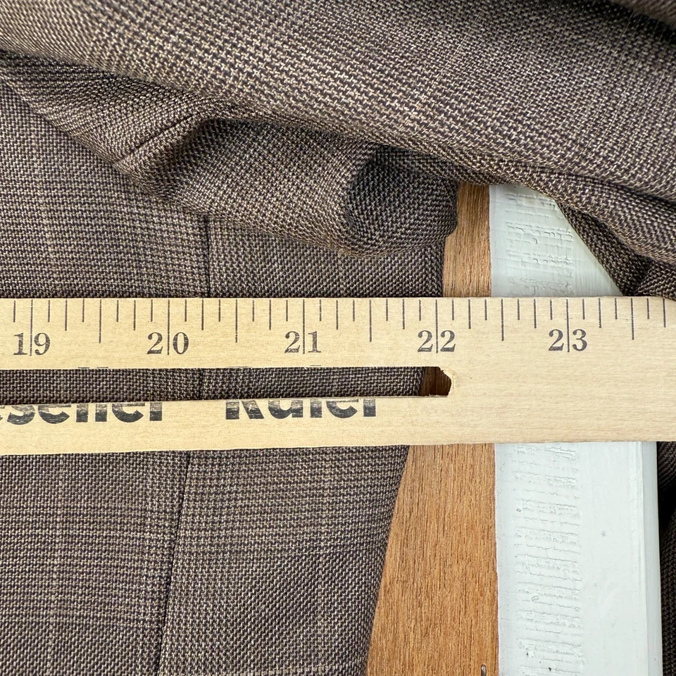 Jones New York Suit Mens 42L Brown Glen Check 2 Button 100% Wool Pants 34x30 - Image 3 of 4