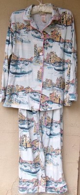 Bedhead Cotton Knit Pajamas Venice Canal/Gondolas/Italy  Size XL