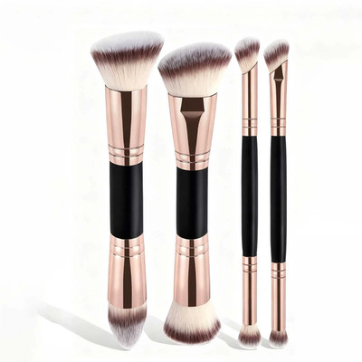 4 Stück Basic Make-up Pinsel Set mit Box Dual-Ended Foundations Puder Rouge Details