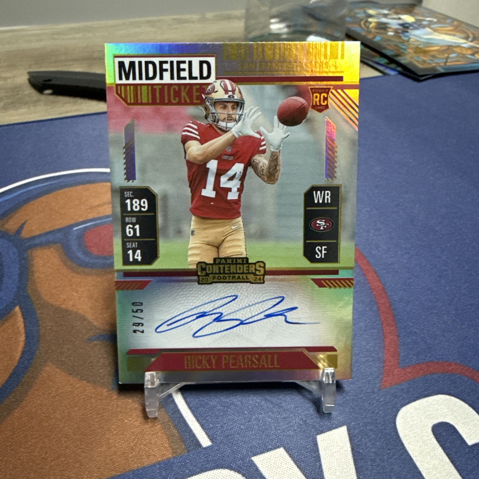 2024 PANINI CONTENDERS RICKY PEARSALL ROOKIE MIDFIELD TICKET AUTO SIGNATURE /50