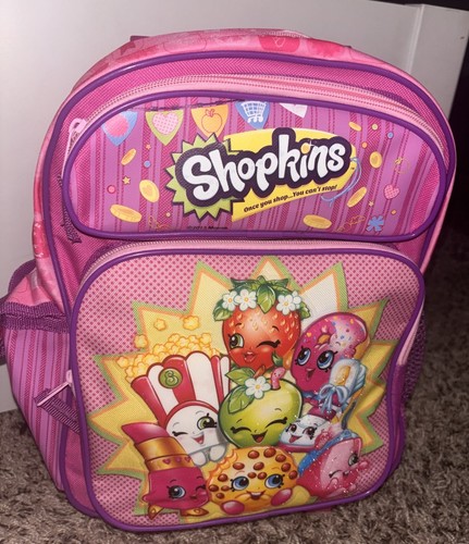 Shopkins Girls Small Pink Purple Rolling Backpack Zip Closure for School Travel