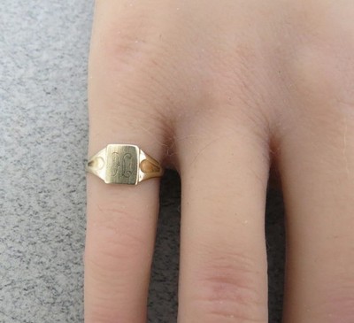 Vintage 10k Yellow Gold Signet Ring Size 4.5 Monogram | eBay