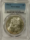 1881S MORGAN Silver Dollar PCGS graded MS63 light rim toning
