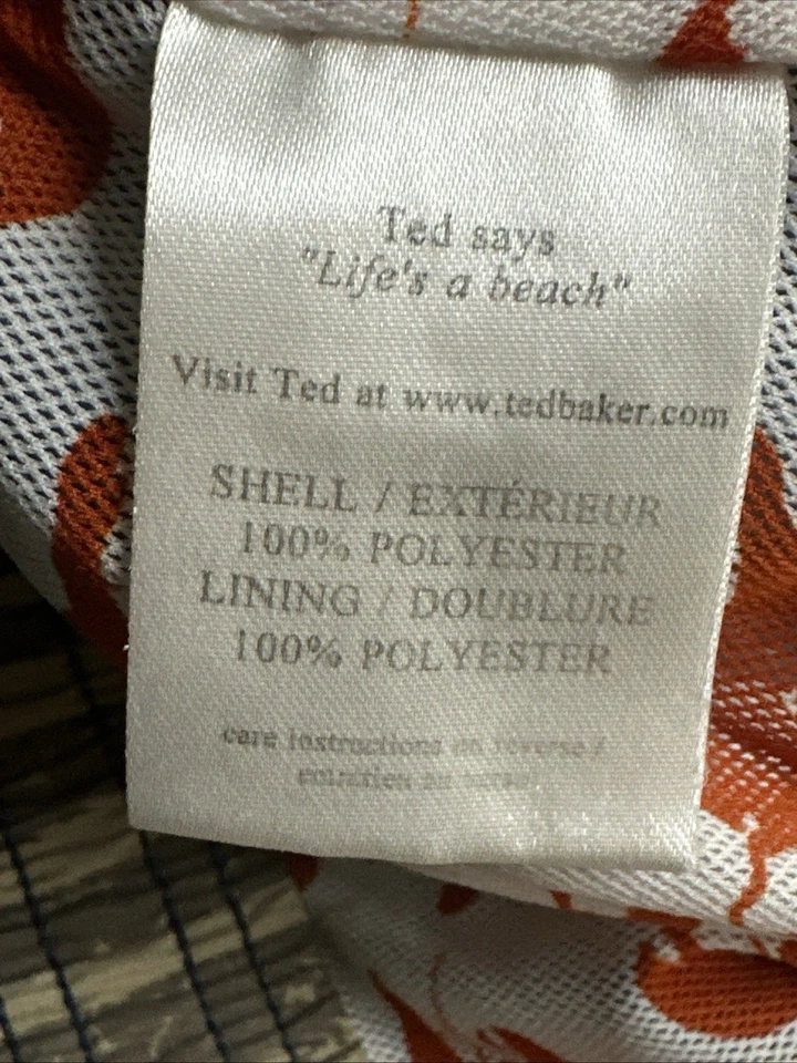 Ted Baker Boardshorts Para Hombres L Azul Forrado Cordón Bolsillo Trasero Estampado Langosta Foto 4 de 4