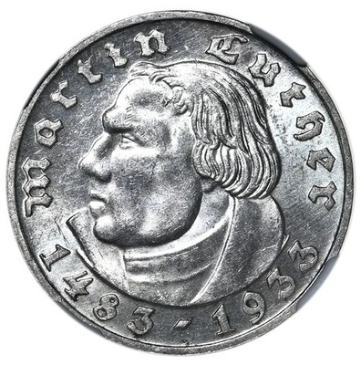 Germany (Third Reich) 2 Mark 1933-G Karlsruhe Mint 'Martin Luther