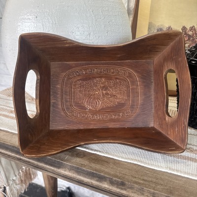 Beautiful Vintage Wooden Bread Tray ''Give Us This Day Our Daily Bread'' Etched