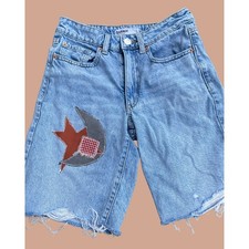 Upcycled Celestial Garage Shorts