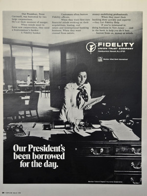 Fidelity Union Trust Co Newark NJ President is Out Vintage Print Ad 1970