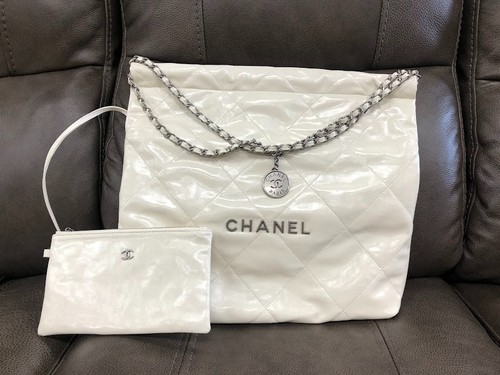 Chanel Classic Double Flap Bag White Caviar Silver Hardware with Coin Purse!