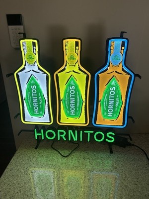 HORNITOS AGAVE TEQUILA LED BAR SIGN MAN CAVE GARAGE DECOR LIGHT 3 BOTTLE SIGN