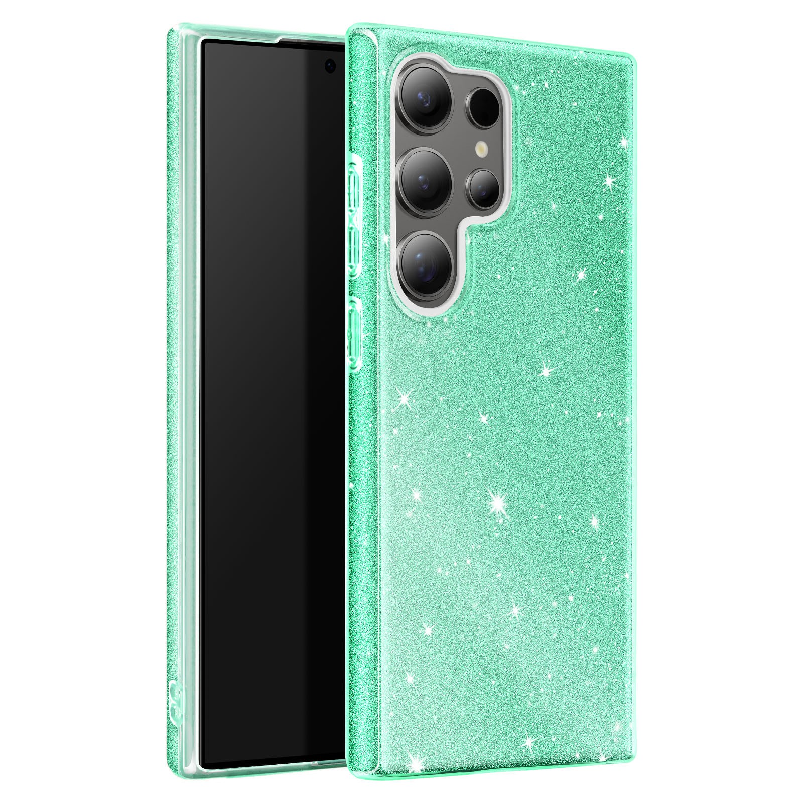 Coque silicone scintillante S24 Ultra antichoc et ultra fine en paillettes argent