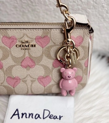 NWT Coach Valentine's Day Teddy Bear Bag Charm Keychain Key Fob
