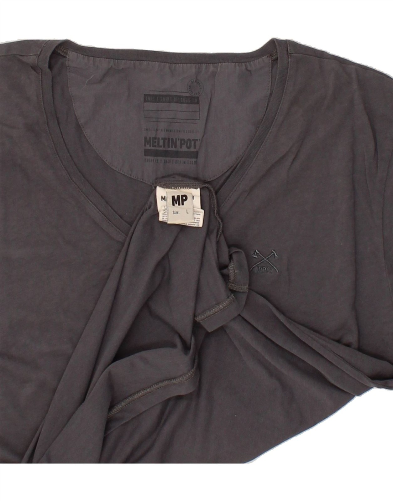 MELTIN' POT Womens T-Shirt Top UK 16 Large Grey Cotton AC20 image 3