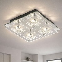 Decken Led Lampe Beleuchtung Chrom Glas Leuchte Design Wohn Schlaf Zimmer Diele