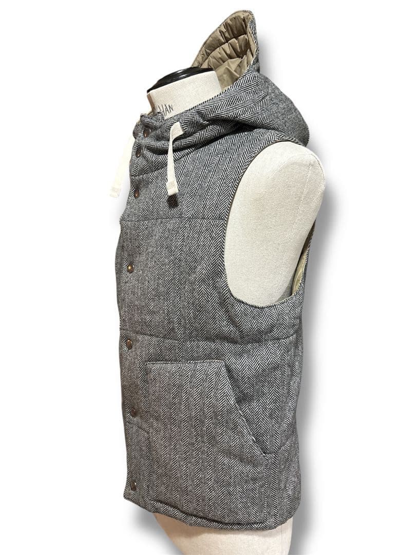 Engineered Garments Down Vest Gray Herringbone S … - image 3