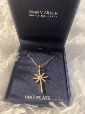 Simply Silver 14k Yellow Gold Plated Star Pendant Necklace 18+2in