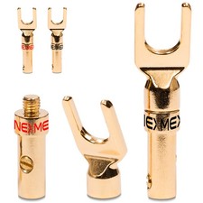 Kabelschuhe NEXMEX 4x schraubbar Gabelschuhe vergoldet Lautsprecherkabel Stecker