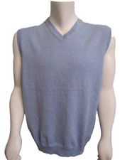 CLUB ROOM Sweater Vest Men Size XL Blue Cotton Knit Preppy Golf Academia V Neck