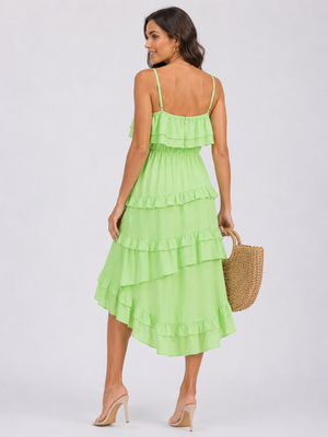 lime green ruffle dress Giselle Ruffle Maxi Dress - Lime Green main image 1