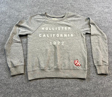 Hollister Sweatshirt Women's S Gray Cotton LA Patch Raglan Sleeve Fleece Lined