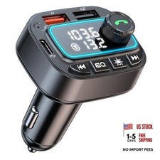 Bluetooth 5.3 Car Adapter FM Transmitter, 42W PD30W  12W USB C Car Black